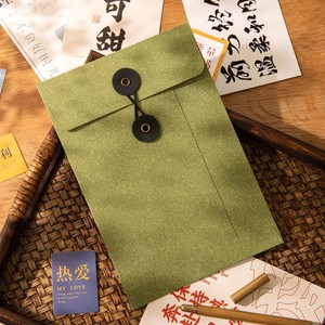 彩色复古牛皮纸信封口袋文件夹信封口袋，带纽扣和细绳封口 - Product Image 5