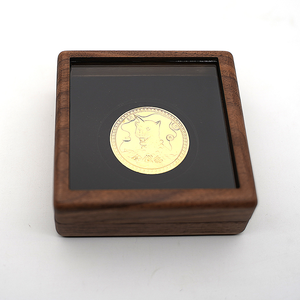 Yüksek son katı ahşap kutu pencere Flip hatıra parası rozet kutusu. - Product Image 2