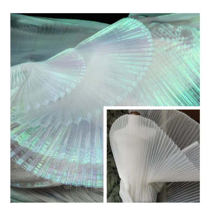 High quality soft mesh fabric bridle wedding dress pleated skirt mermaid costume fabric glitter Mermaid pleated fabric