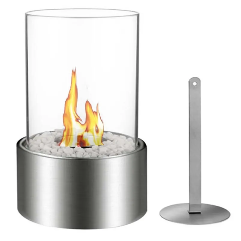 Mini foyer en acier métallique universel, brûleur bio alcholo, table en verre trempé, cheminée à prix compétitif