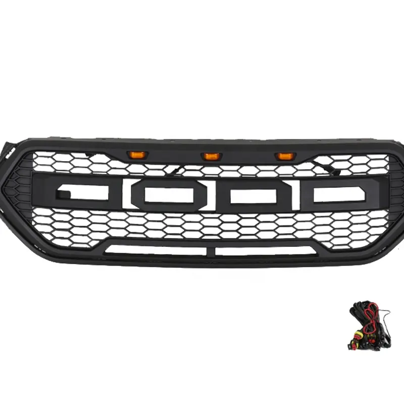 Glanz Schwarz Front Honeycomb Mesh Ober Auto LED Grill fit für Ford Escape Kuga 2017-2019