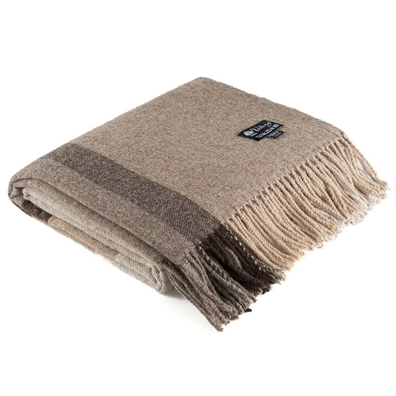 HengTai New Style 140*200CM cheap 80%wool20%Acrylic 340gsm tassel blankets throw for home