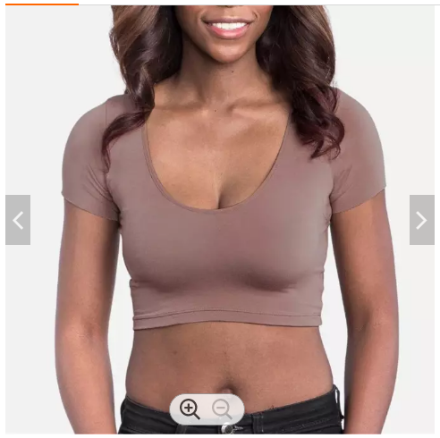 Top corto da donna con scollo rotondo ESPRESSO