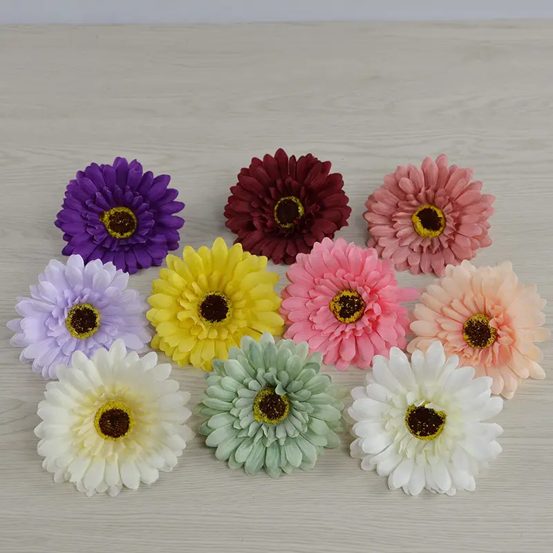 낮은 moq 10cm 실크 인공 아프리카 국화 꽃 gerbera 꽃 머리 DIY 장식