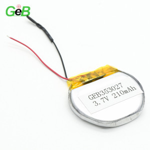 工厂便宜的圆形锂聚合物电池用于智能手表GEB353027 3.7V 210mAh带PCB批发 - Product Image 1