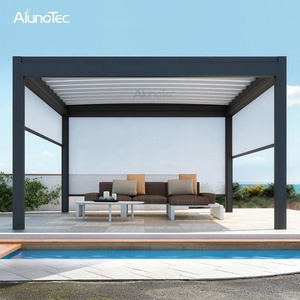2018 en popüler Pergola kapağı katlanır su geçirmez çatı sistemi motorlu çalıştırılabilir panjur - Product Image 3