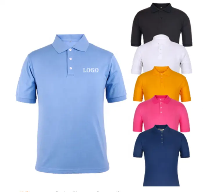 Camiseta de logotipo personalizada 100% pique, camiseta de algodão masculina de golfe polo