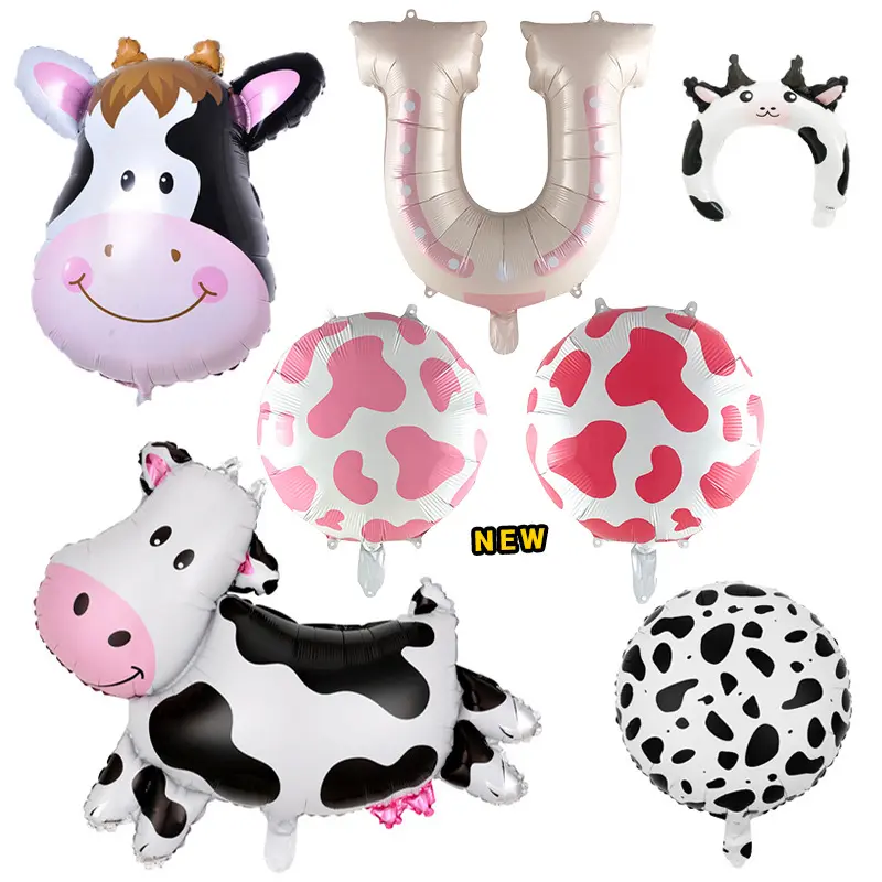 Globos divertidos de vaca, animales de granja, tema de vaca, suministros para fiesta de cumpleaños, decoraciones para fiesta de barbacoa