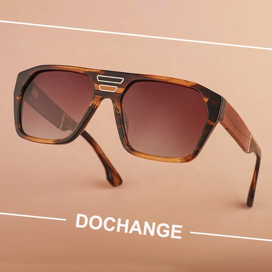 Gafas de sol de madera reciclada para hombre, lentes de sol de gran acetato respetuosas con el medio ambiente, nuevos productos de moda vintage