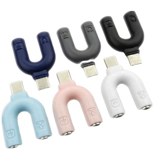 小米华为MP3/4播放器u型适配器双C/3.5毫米耳机插头音频电缆分离器麦克风2in1连接器 - Product Image 1