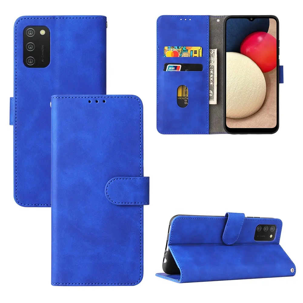 2021 LuxuryスマートフォンLeather Flip Stand MagneticソフトTPU PU Leather Wallet Case For Samsung銀河A02S