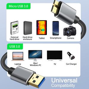 用于数据传输的USB 3.0公对微型10针电缆黑色镀金便携式外部硬盘数据线兼容相机 - Product Image 4