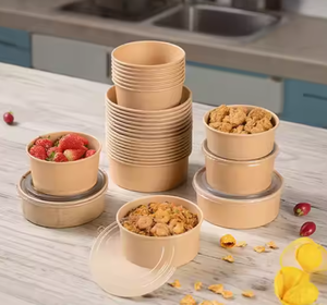 Assiettes En papier Kraft bols máy bay phản lực emballage emporter Pour salade matériau papier thủ công sécurité - Product Image 5