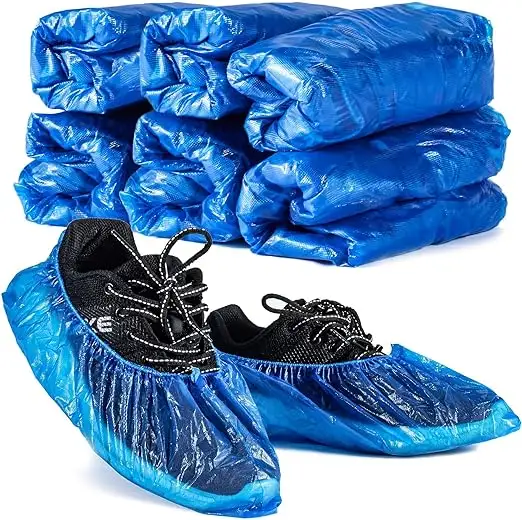 Factory wholesale Plastic Pp Pe Blue Protection Shoe Covers Household Waterproof Anti Slip Disposable Shoe Cover
