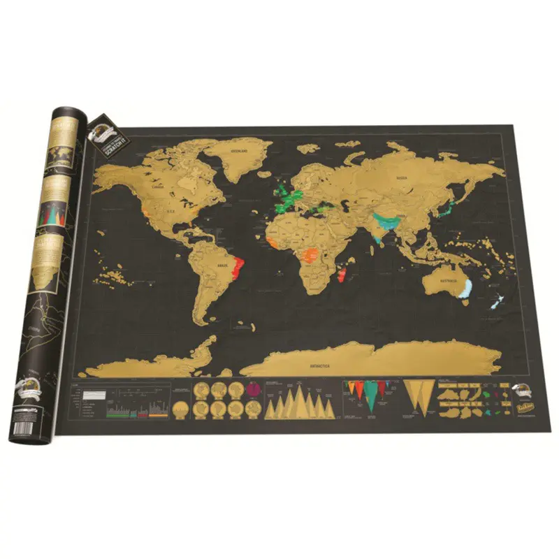 Customized Luckies Modernized Life Personalised Scratch Off World Map Poster