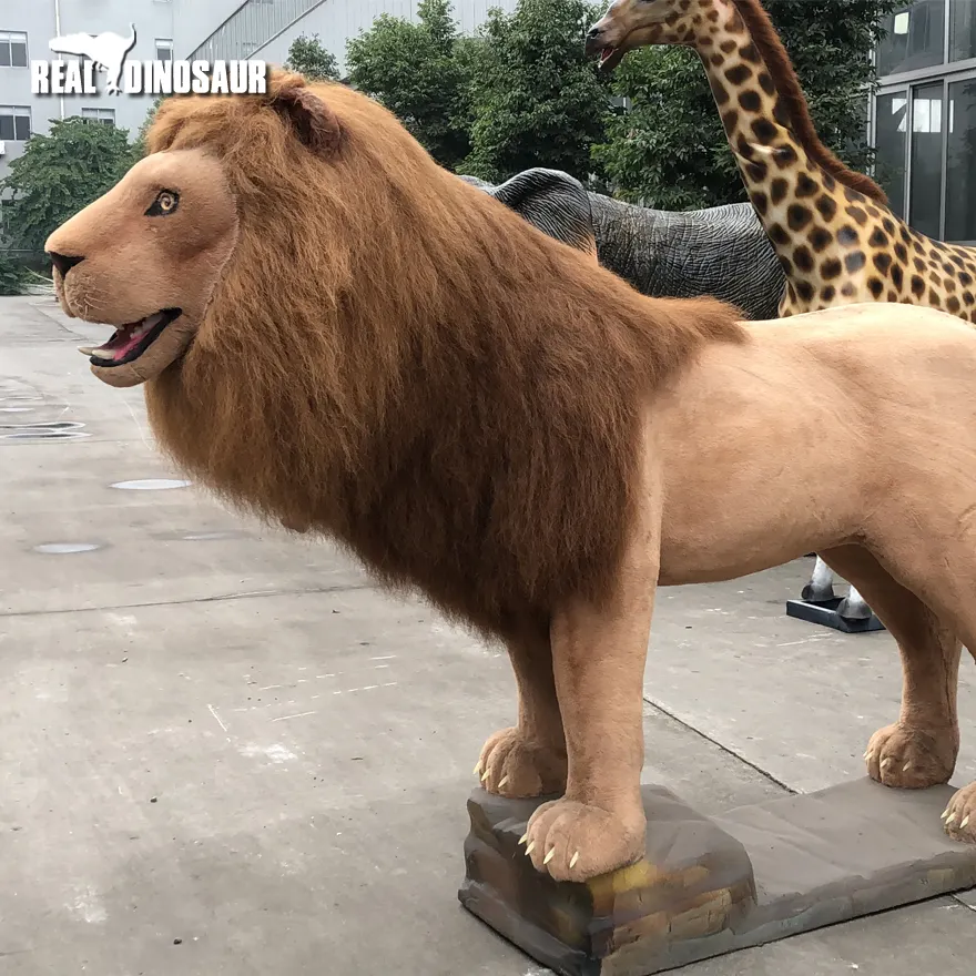 Animais realistas da selva animatronic leão modelo para escapar