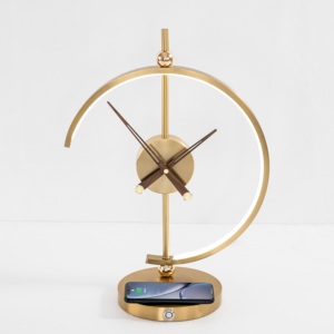 2022 New Arrival Golden <strong>Time</strong> Wireless Charging LED Table <strong>Lamp</strong> with Battery-driven Clock Wireless Charger and USB Port for Phones - Product Image 6