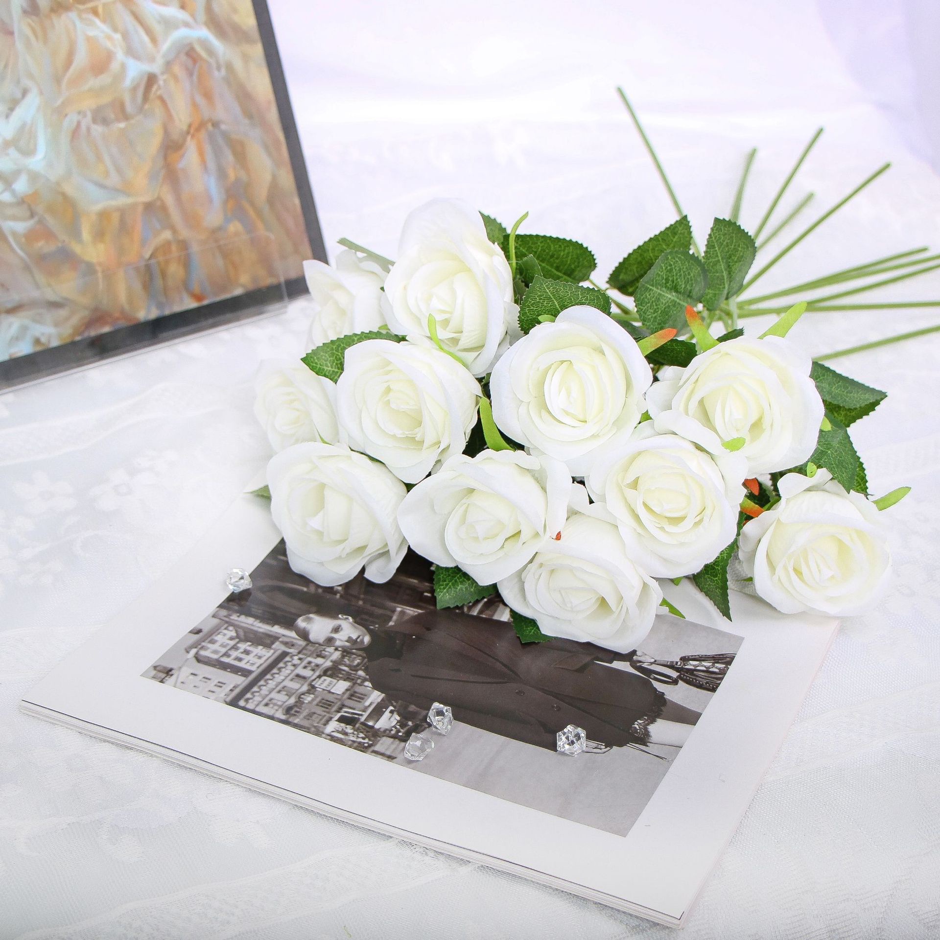Tela de seda rosa-blanca
