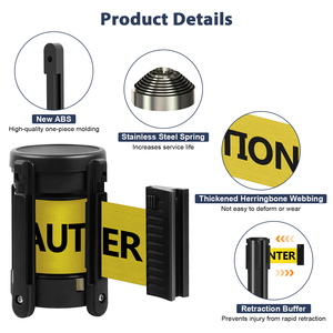 2025 New 2M 3m có thể thu vào vành đai Cassette rào cản stanchion trong nhà/ngoài trời nhựa và vật liệu cao su - Product Image 5