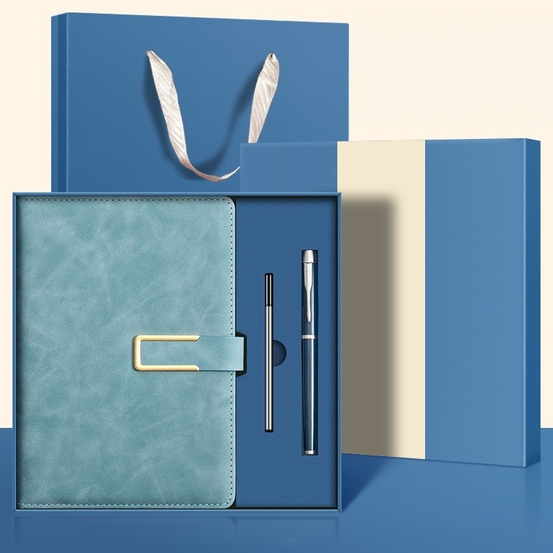 Sunny Blue + stylo en métal + noyau de stylo + sac cadeau