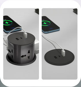 Enchufes Pop-up para escritorio, toma de corriente universal vertical, multitorre - Product Image 3