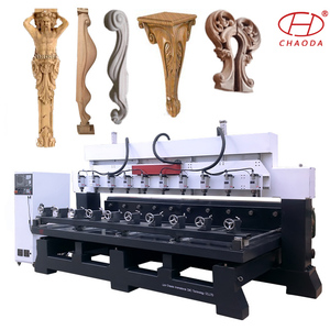 Enrutador CNC de madera de cabezal múltiple de 4 ejes con sistema de control de estudio NC de eje giratorio para trabajo de torno - Product Image 2
