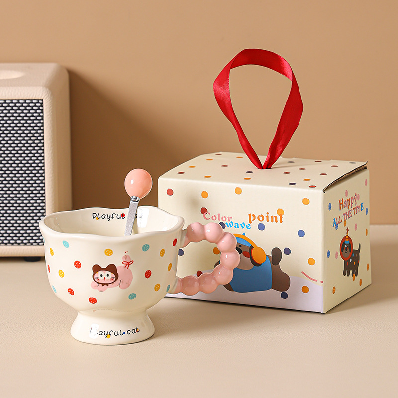 Coffret cadeau cuillère pour chien tacheté rose