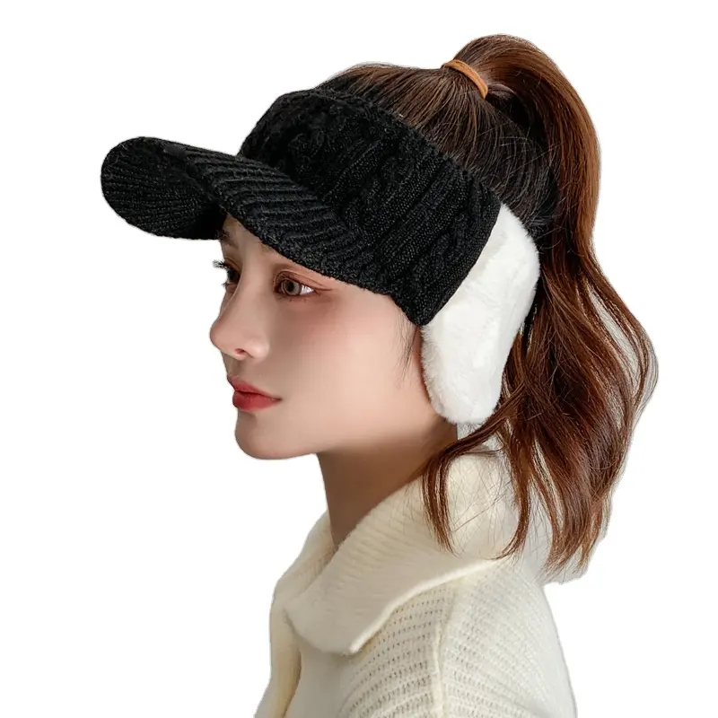 2022 לעבות חם אוזן דש מסכת בעבודת יד יוניסקס שלג סקי הצייד טייס טרופר Harajuku חורף פו פרווה בפלאש כפתור כובע כובע