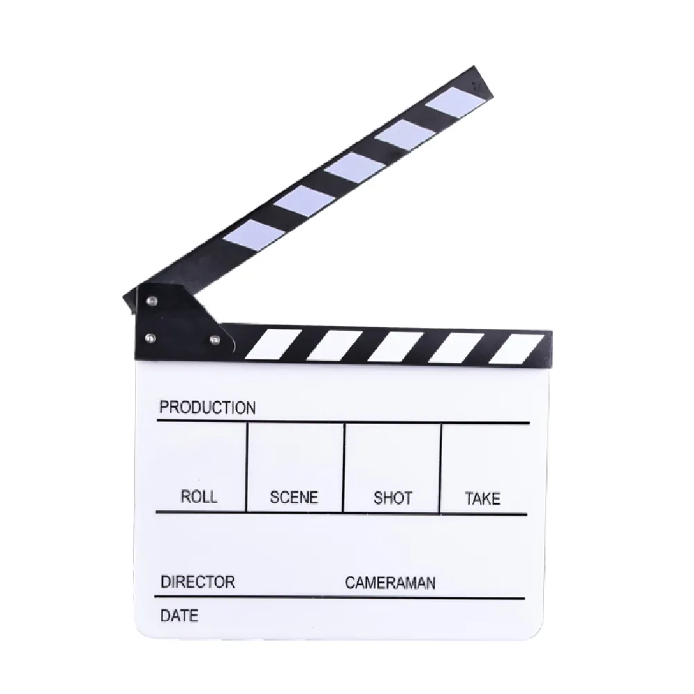 Axrtec AA403 9.3 "* 11" Blanc Acrylique Film de réalisateur Clapboard Cut Action Scene Clapper board ardoise avec bâtons noirs et blancs