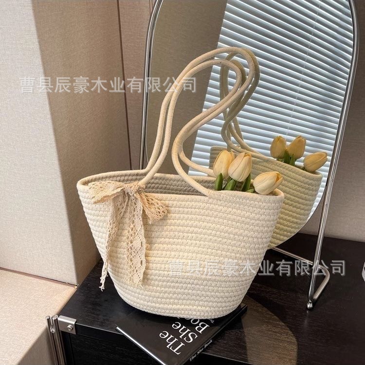 Sac bandoulière/sac fourre-tout, style dentelle, beige