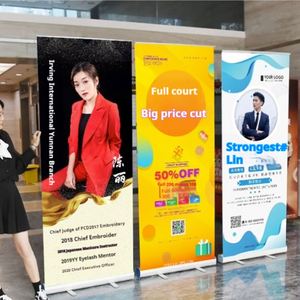 Custom Outdoor roll up stand Scrolling Portable Publicidade Exposição Alumínio Roll Up Banner Stand para Publicidade