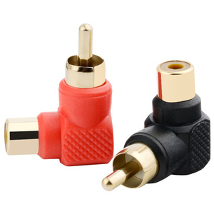 2pcs/对双RCA连接器RCA公插头至RCA母插孔插座直角适配器镀金弯头 - Product Image 3
