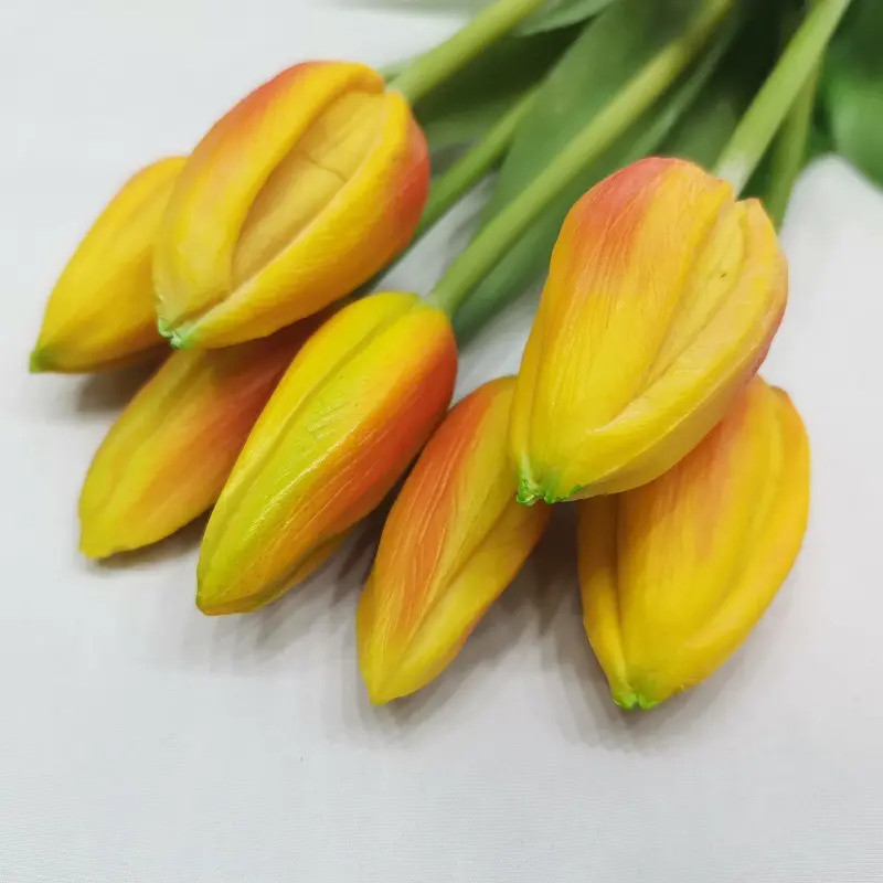 Senmasine وهمية PU Tulip البرتقالي الأرجواني الأبيض الوردي باقة زهور التوليب للموردين الأصفر