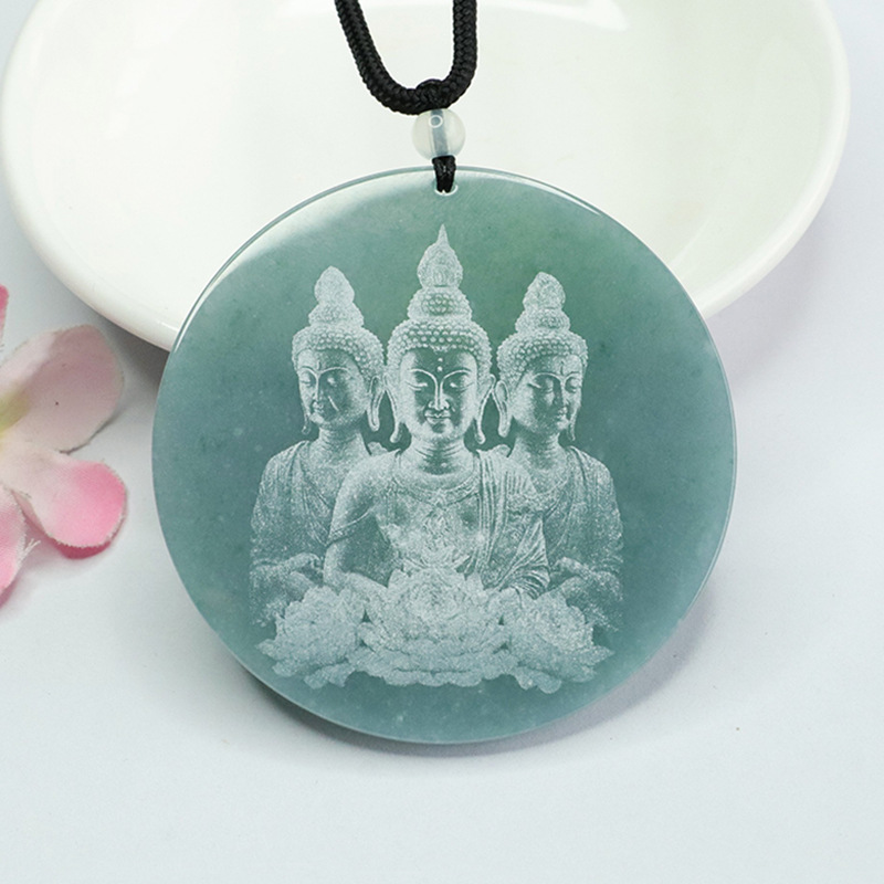 Multi Blue Water Emerald Western Three Saints Shadow Pendant