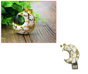 Bán buôn Kim Loại ổ đĩa flash USB với móc chìa khóa kim loại hình dạng mặt trăng ổ đĩa flash USB 2.0 3.0 kim cương ổ đĩa flash USB - Product Image 6
