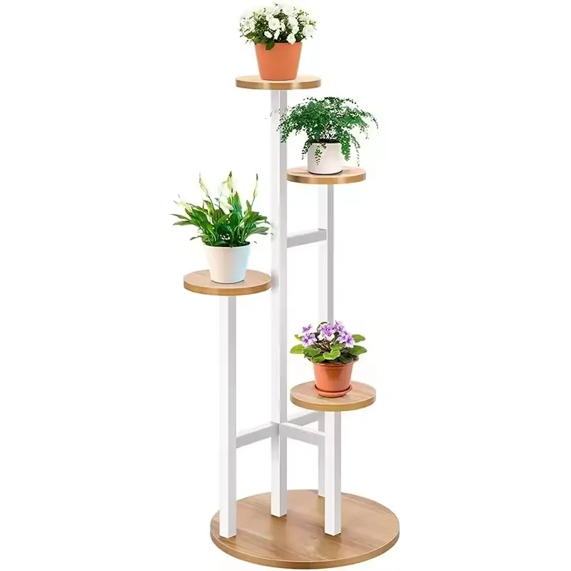Недорогие 4 держателя, круглая деревянная подставка для цветов, высокая подставка для цветов, подставка для стеллажей для растений