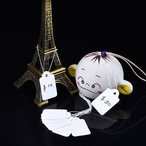 Etiquetas colgantes personalizadas, etiquetas blancas en blanco con etiqueta de cuerda elástica, etiquetas colgantes oscilantes para ropa