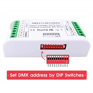 迷你 4 通道 RGBW DMX 解码器, 用于 LED 灯条模块 DC9-24V 的 16A RGBW RGB LED 灯条控制器 DMX 512 解码器调光器驱动器