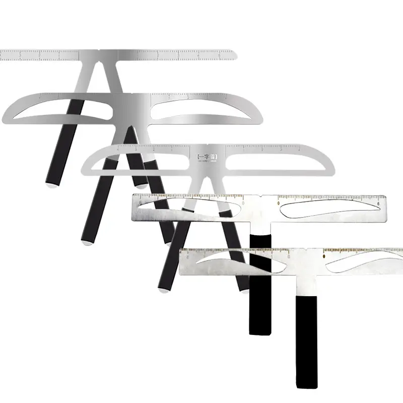 Stencil per sopracciglia per sopracciglia Kit righello per modellare il trucco strumento riutilizzabile in acciaio inossidabile per mappatura Microblading in metallo