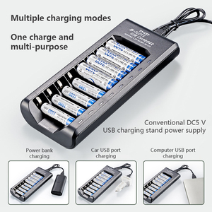 AA/AAA USB akıllı 8 yuvaları taşınabilir pil şarjı LED ışıkları şarj edilebilir NIMH pil adaptörü şarj cihazı - Product Image 3