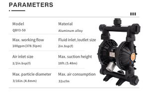 GODO QBY3-50L 2'' Aluminum Alloy Pneumatic Diaphragm <strong>Pump</strong> Metal Material For Oil Injection Refinery For Mining Industry