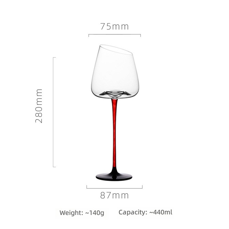 Red rod oblique mouth high red wine glass (single)