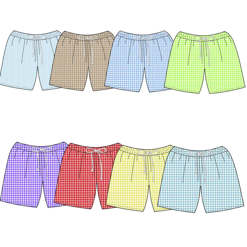 Seersucker-pantalones cortos transpirables e informales para niños, ropa de playa, 100% algodón, para verano