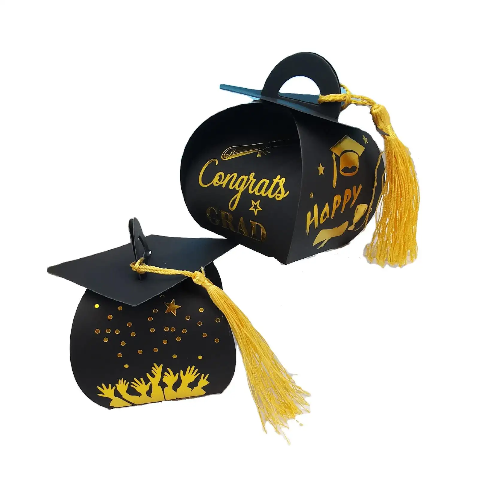 Boîte de bonbons Graduation Season Graduation Cap Coffret cadeau avec pompon Grad Party Favor