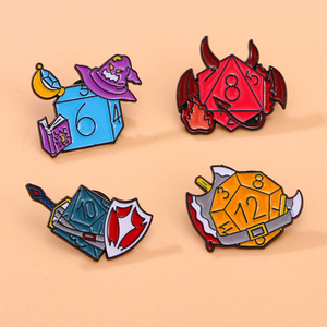 स्मीनिंग पिन राक्षस dice enamel पिन चुड़ैल योद्धा गेम फ्लिप लेपल बैज 666 ढाल धातु ब्रोच मिनी मोक - Product Image 1