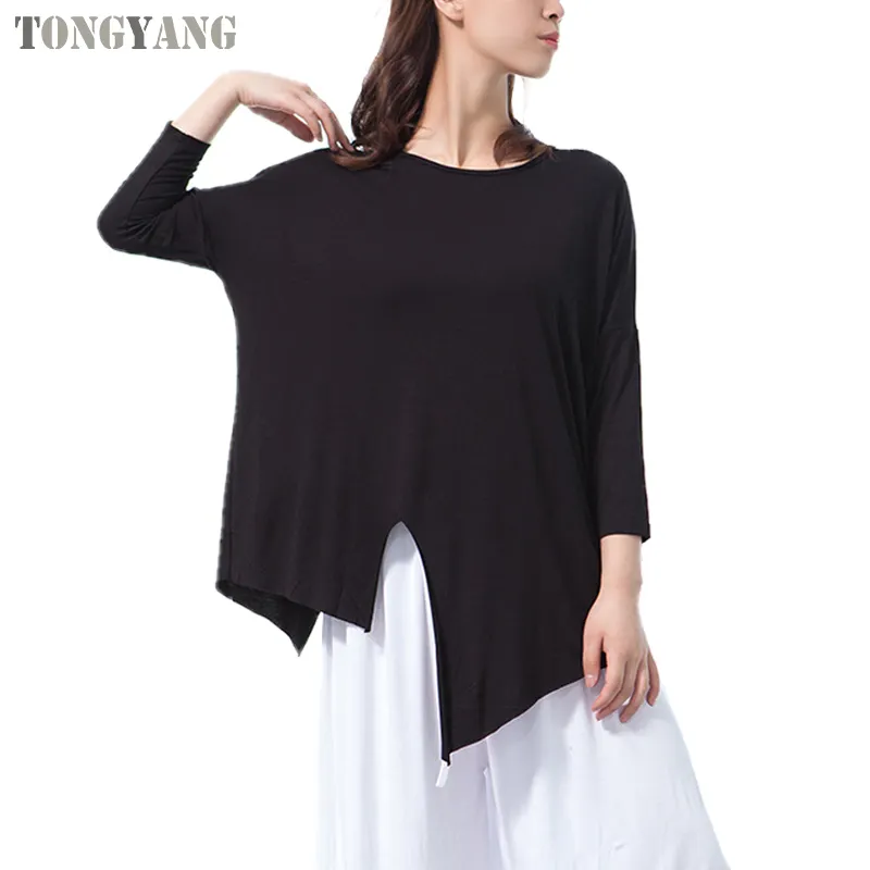 TONGYANG, camisetas de baile para mujer, camiseta de práctica de salón para niñas, Camiseta holgada de Modal para danza del vientre latina, Ropa de baile para mujer, ropa de bailarina