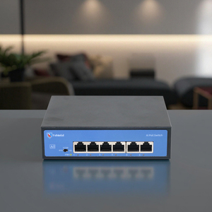 用于摄像机RJ45的T-shield非托管4端口100mbps PoE交换机高速上行链路5类电缆52DC输入电源监控系统