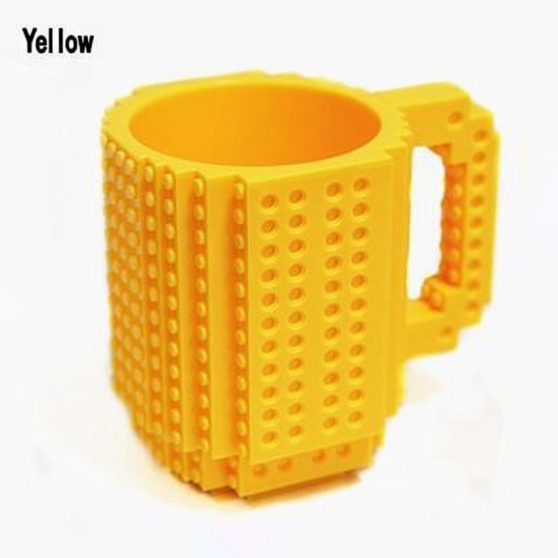 Tasse DIY de blocs de construction amusants jaunes