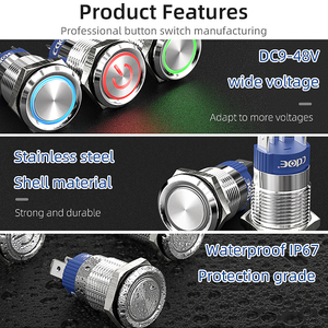 Interruttore a pulsante impermeabile 10a Ip67 controllo di potenza illuminata simbolo Led rosso verde blu 12v interruttori momentanei con fili - Product Image 2