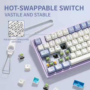 Mini Teclado mecánico ultra compacto retroiluminado RGB, teclado para juegos con cable 75%, impermeable, pequeño, compacto, teclado de 83 teclas - Product Image 4